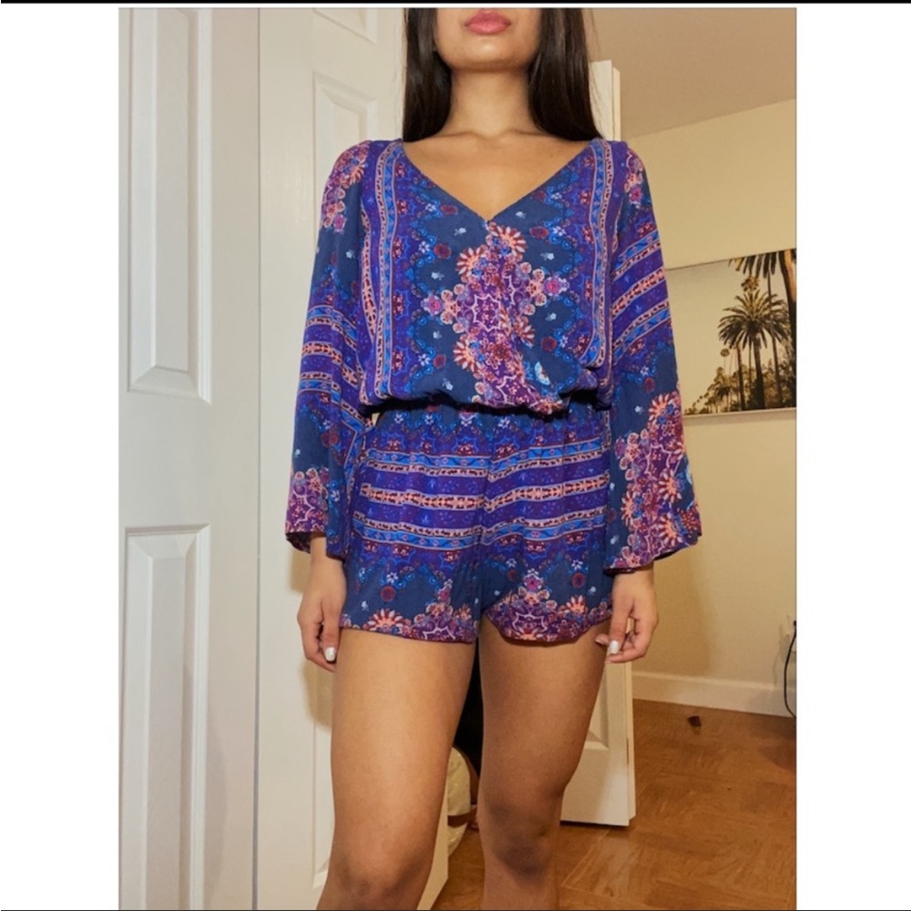 American Eagle Paisley Bell Sleeve Romper size XS